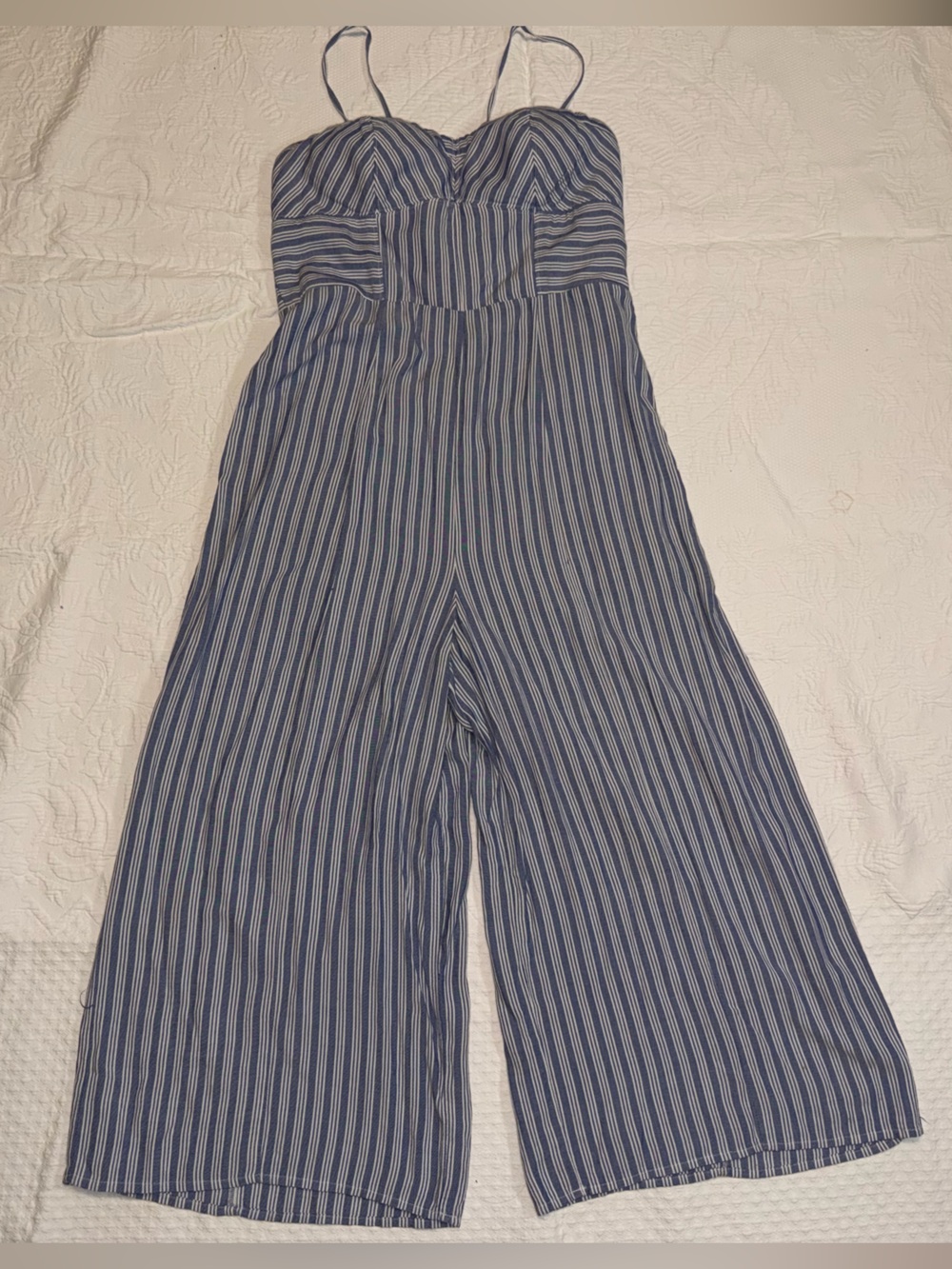 American Eagle Blue and White Striped Jumpsuit